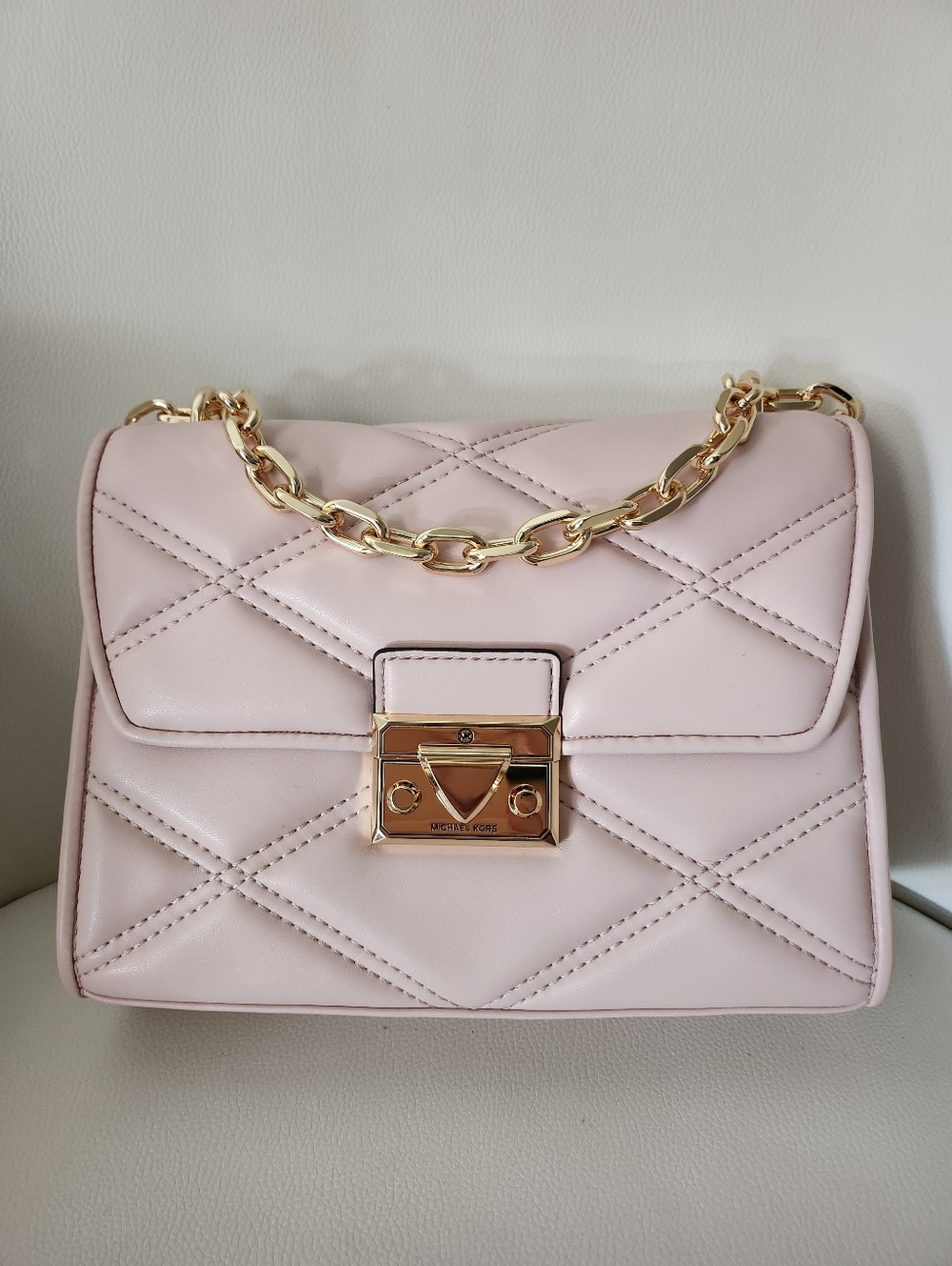 Michael Kors Blush Quilted Chain Crossbody Bag